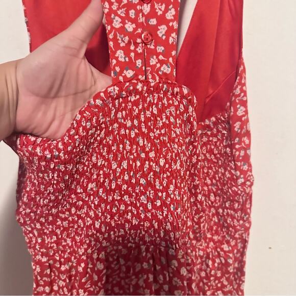 NWT JAPNA Red Floral racerback mini dress size Small Coastal ,boho, romantic - Picture 4 of 8